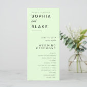 Einfaches Minimalistisch-Light-Green-Hochzeitsprog (Stehend Vorderseite)