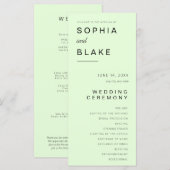 Einfaches Minimalistisch-Light-Green-Hochzeitsprog (Vorne/Hinten)