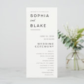 Einfaches Minimalistisch-off-White-Wedding-Program (Stehend Vorderseite)