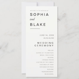 Einfaches Minimalistisch-off-White-Wedding-Program