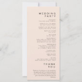 Einfaches Minimalistisch-Pink-Creme-Hochzeitsprogr (Rückseite)