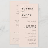 Einfaches Minimalistisch-Pink-Creme-Hochzeitsprogr (Vorne/Hinten)