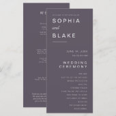 Einfaches Minimalistisch-Rauch-Grau-Hochzeitsprogr (Vorne/Hinten)