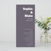 Einfaches Minimalistisch-Rauch-Grau-Hochzeitsprogr (Stehend Vorderseite)