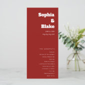 Einfaches Minimalistisch Scarlet Red Wedding Progr (Stehend Vorderseite)