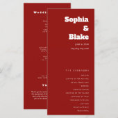 Einfaches Minimalistisch Scarlet Red Wedding Progr (Vorne/Hinten)