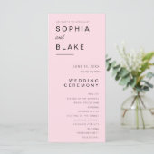 Einfaches Minimalistisch-Soft-Pink-Hochzeitsprogra (Stehend Vorderseite)