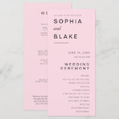 Einfaches Minimalistisch-Soft-Pink-Hochzeitsprogra (Vorne/Hinten)