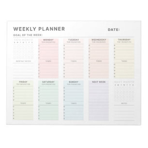Einfaches Minimalistisch Weekly-Planner Notizblock