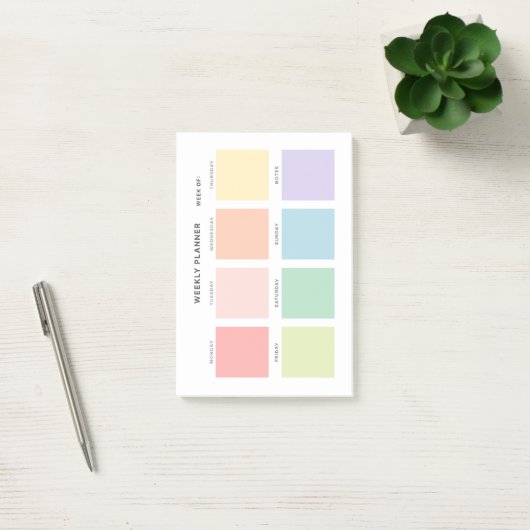 Einfaches Minimalistisch Weekly-Planner Post-it Klebezettel (Büro)