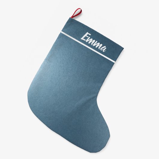 Einfaches Minimalistischer Name-Skript Blau Großer Weihnachtsstrumpf (Vorderansicht (hängend))