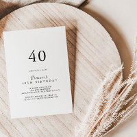 Einfaches Minimalistisches 40. Geburtstag Party