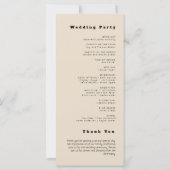 Einfaches Minimalistisches Almond-Hochzeitsprogram (Rückseite)