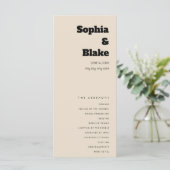 Einfaches Minimalistisches Almond-Hochzeitsprogram (Stehend Vorderseite)