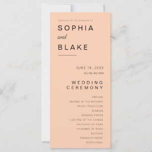 Einfaches minimalistisches Aprikosen-Hochzeitsprog