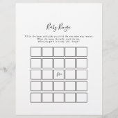 Einfaches Minimalistisches Baby Bingo Duschspiel (Vorderseite)