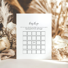 Einfaches Minimalistisches Baby Bingo Duschspiel