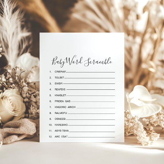 Einfaches Minimalistisches Baby Word Scramble Game