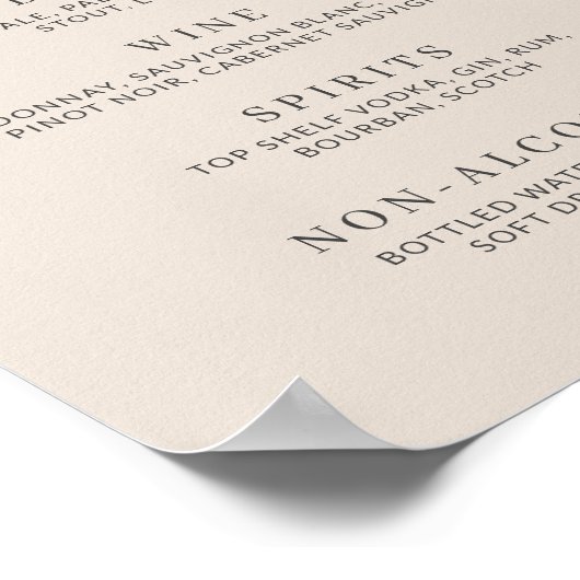 Einfaches Minimalistisches Bar Menu auf der Herbst Poster (Ecke)