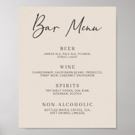 Einfaches Minimalistisches Bar Menu auf der Herbst Poster