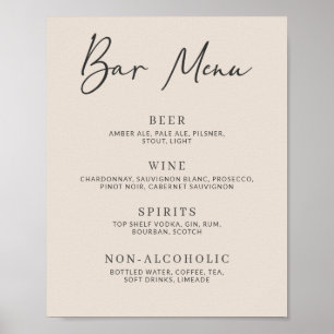 Einfaches Minimalistisches Bar Menu auf der Herbst Poster
