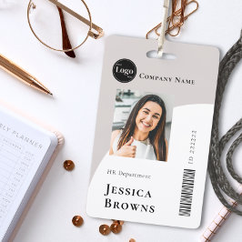 Einfaches Minimalistisches Beige Business Employee Ausweis