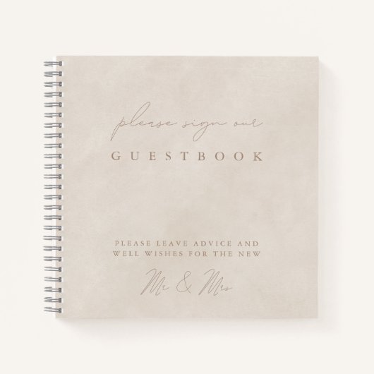 Einfaches Minimalistisches Beige-Gästebuch Notizblock (Vorderseite)