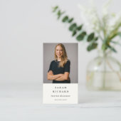Einfaches Minimalistisches Berufliches Foto Visitenkarte (Stehend Vorderseite)