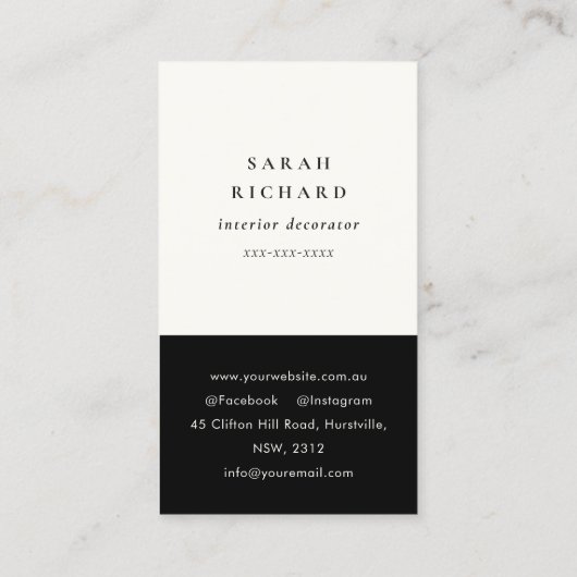 Einfaches Minimalistisches Berufliches Foto Visitenkarte (Rückseite)