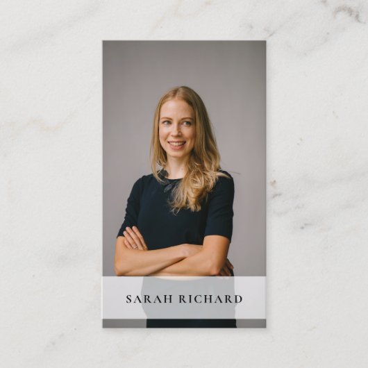 Einfaches Minimalistisches Berufliches Foto Visitenkarte (Vorderseite)