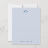 Einfaches Minimalistisches Blau Personalisiert Mitteilungskarte (Vorderseite)