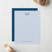 Einfaches Minimalistisches Blau Personalisiert Mitteilungskarte (Vorderseite/Rückseite Beispiel)