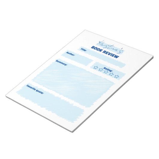 Einfaches Minimalistisches Blau und Weißbuch Notizblock (angewinkelt)