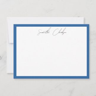 Einfaches minimalistisches blaues Rand-Handschrift Mitteilungskarte