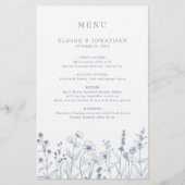 Einfaches Minimalistisches Blue Wildblume Wedding (Vorderseite)