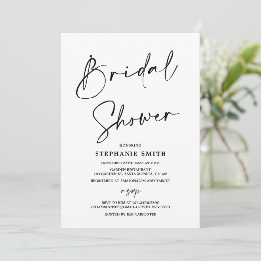 Einfaches Minimalistisches Brautparty Einladung (Stehend Vorderseite)