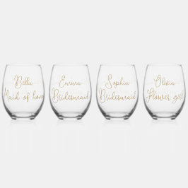 Einfaches Minimalistisches Brautparty Weinglas Ohne Stiel