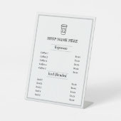 Einfaches Minimalistisches Café-Menü Sockelschild (Vorderseite)