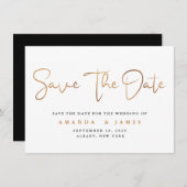 Einfaches Minimalistisches Cooper-Gold-Script Save The Date (Vorne/Hinten)