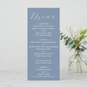 Einfaches Minimalistisches Dusty Blue Wedding Menu Menükarte (Stehend Vorderseite)