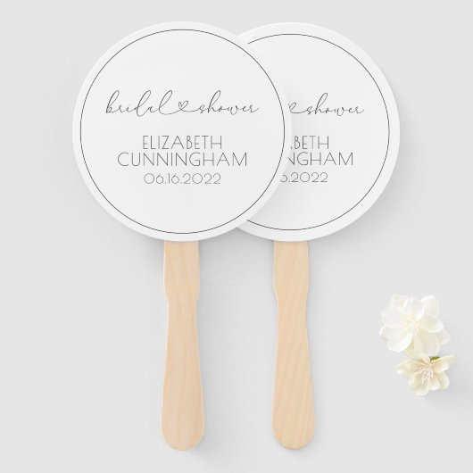 Einfaches Minimalistisches Elegantes Chic Brautpar Fächer (Vorne und Hinten)