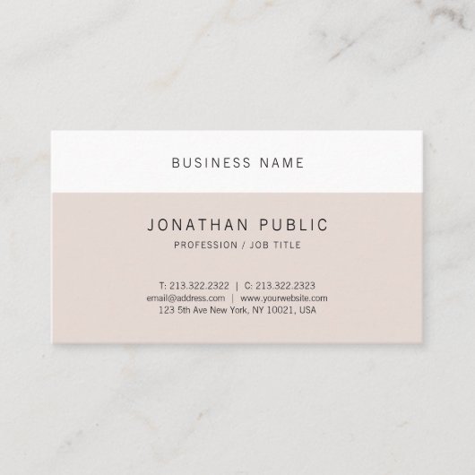 Einfaches Minimalistisches Elegantes Design Cool S Visitenkarte (Vorderseite)