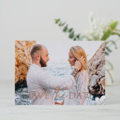 Einfaches Minimalistisches Elegantes Ein Foto Save Folieneinladung (Stehend vorne)