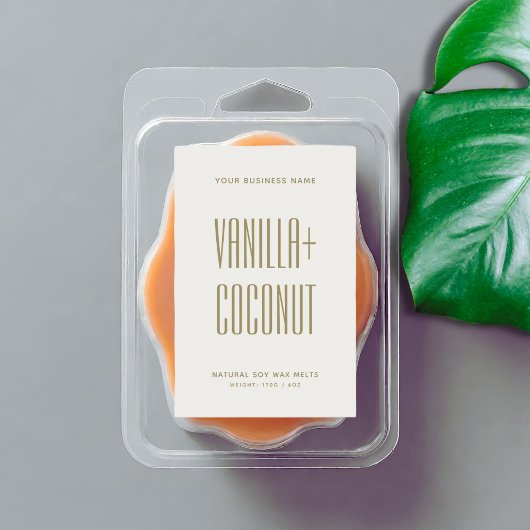 Einfaches minimalistisches Elfenbeinsojawachs meld Lebensmitteletikett