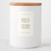 Einfaches minimalistisches Elfenbeinsojawachs meld Lebensmitteletikett (Vorderseite)