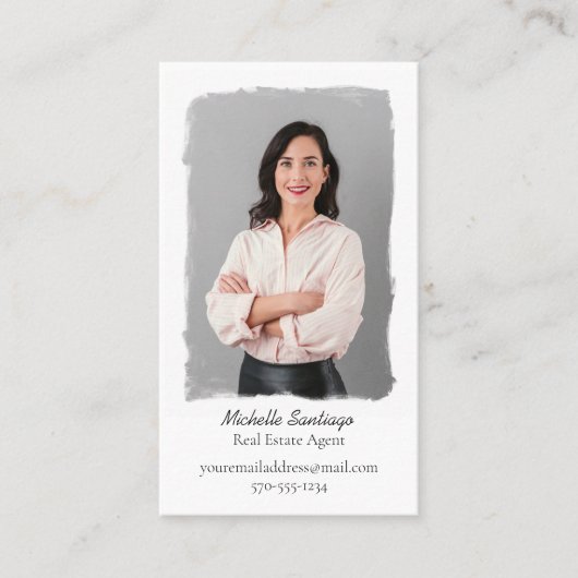 Einfaches Minimalistisches Farbstil-Foto Vertikal Visitenkarte (Vorderseite)