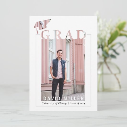 Einfaches Minimalistisches Foto Abschluss Einladung (Stehend Vorderseite)