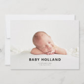 Einfaches Minimalistisches Foto Baby Ankündigung (Vorderseite)
