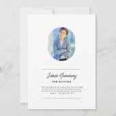 Einfaches Minimalistisches Foto Bar Mitzvah Einladung (Rückseite)