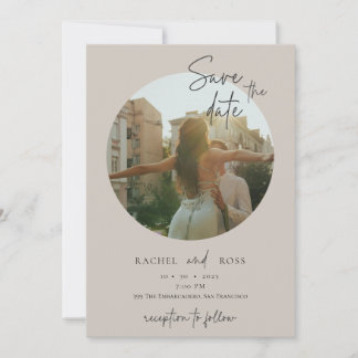 Einfaches Minimalistisches Foto | Beige Hochzeit Einladung